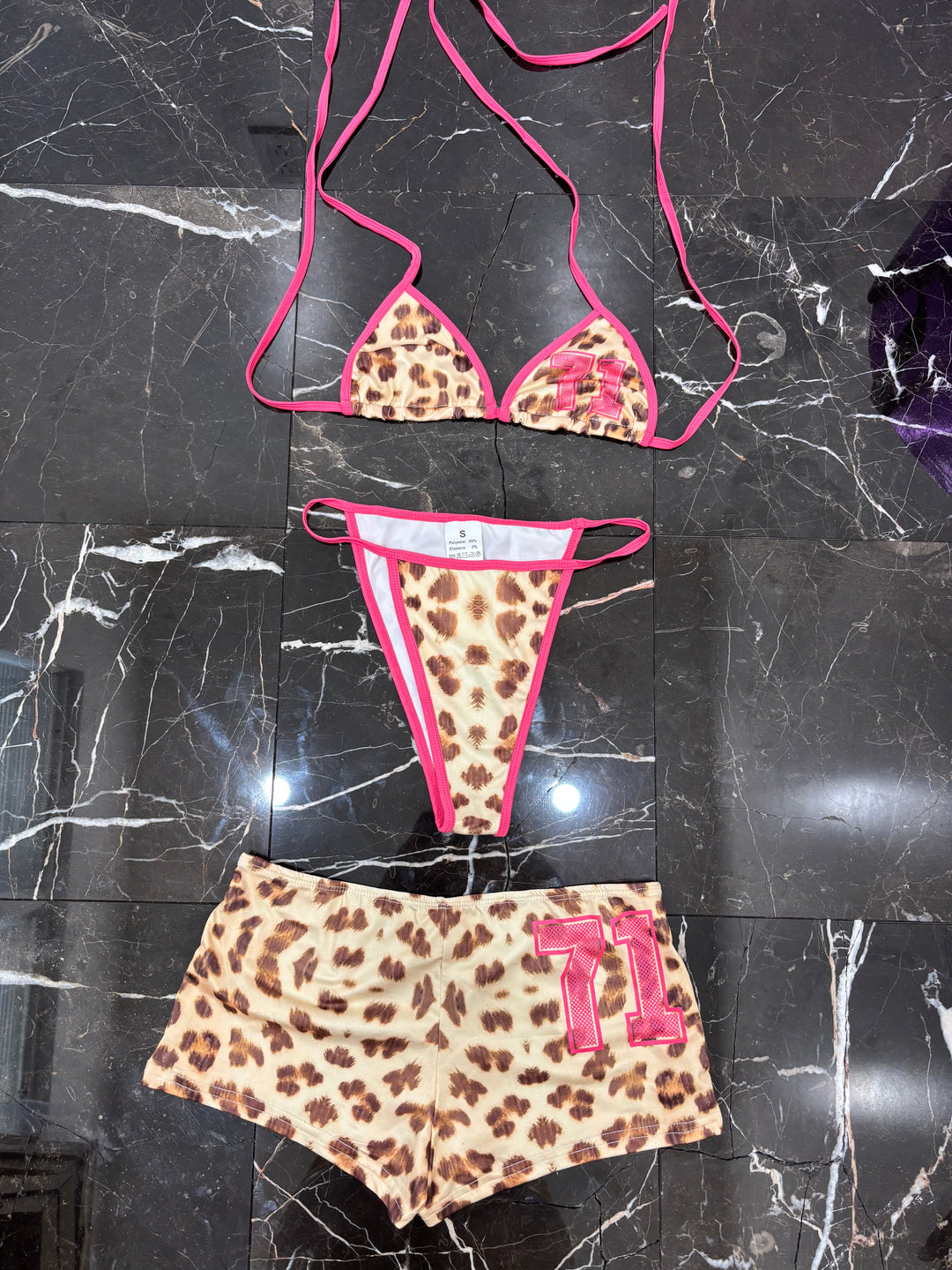 3-PC CHEETAH BIKINI SET