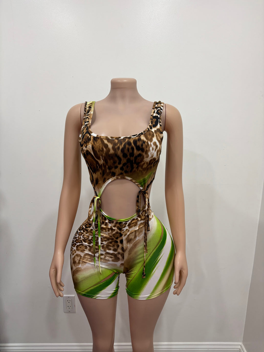 GREEN LEOPARD ROMPER