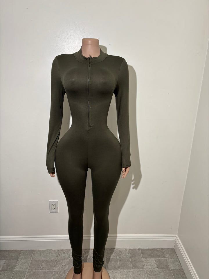 BAESICS OLIVE JUMPSUIT