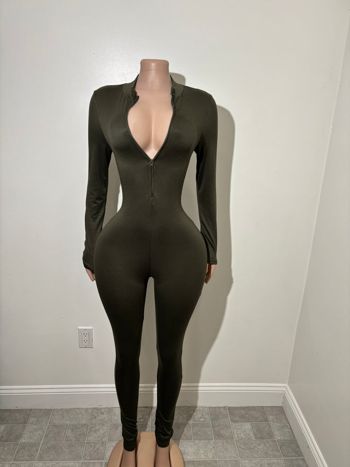 BAESICS OLIVE JUMPSUIT